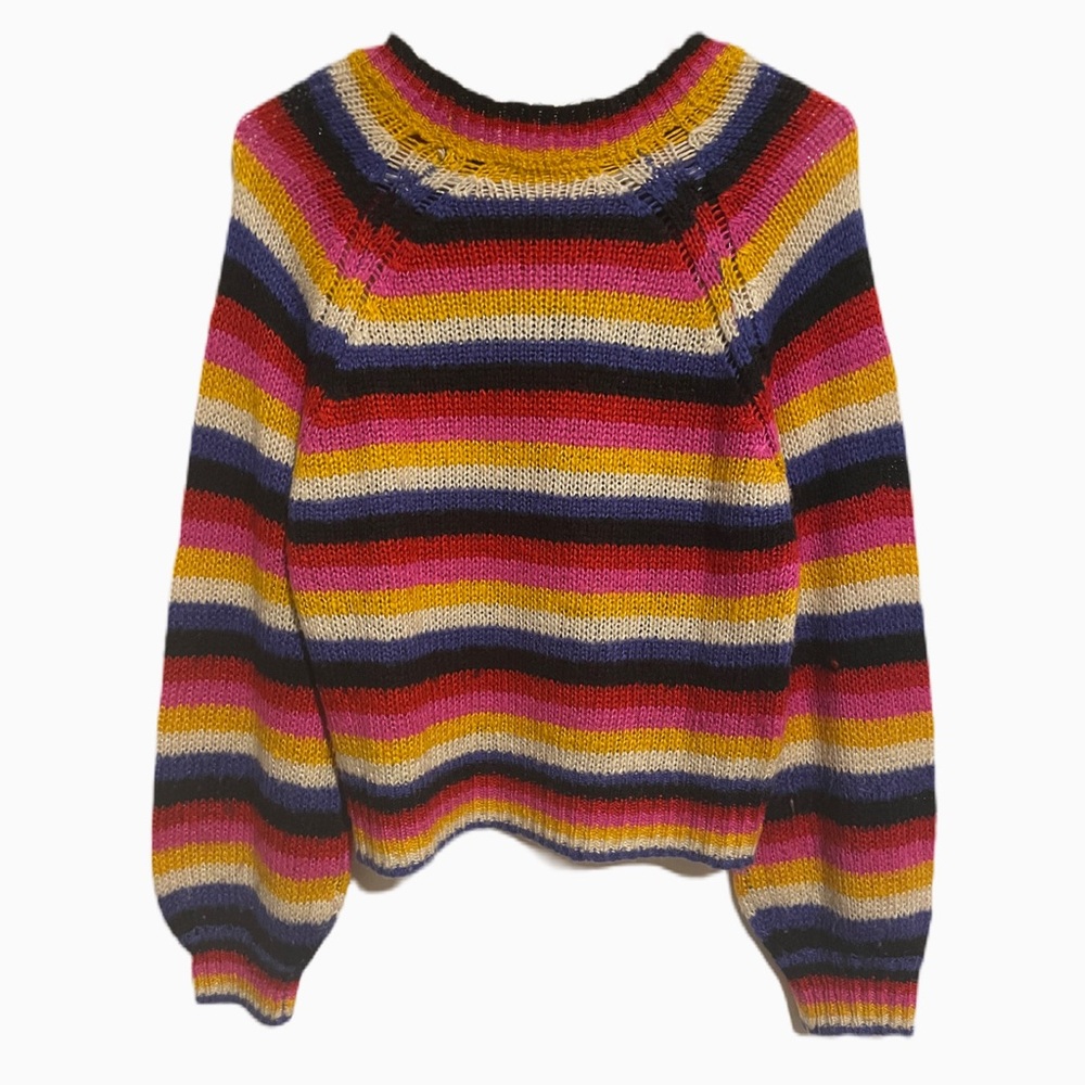 Cloud Chaser Vintage Inspired Color-Block Knit Sweater Size S - Picture 2 of 5